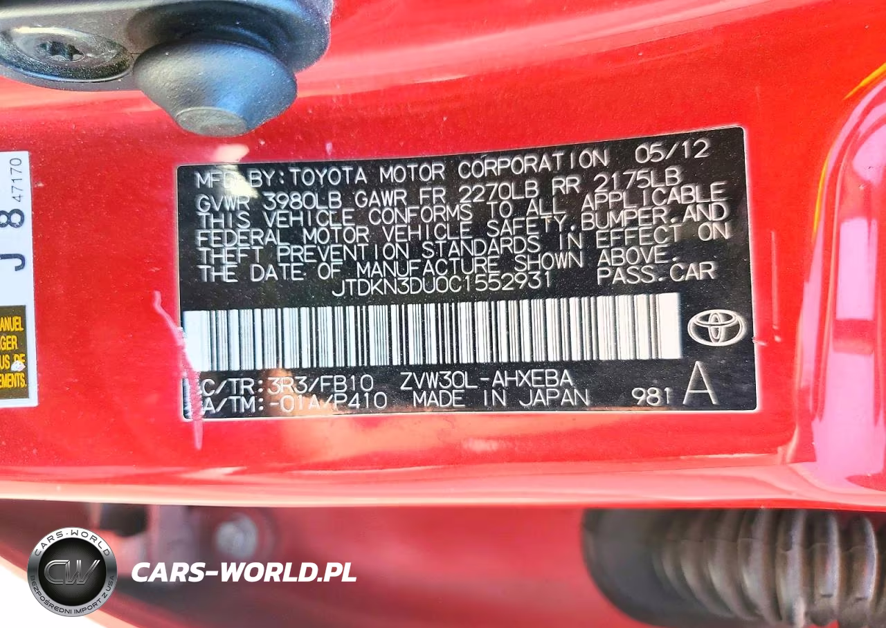 2012 Toyota Prius Three VIN:JTDKN3DU0C1552931 - 12