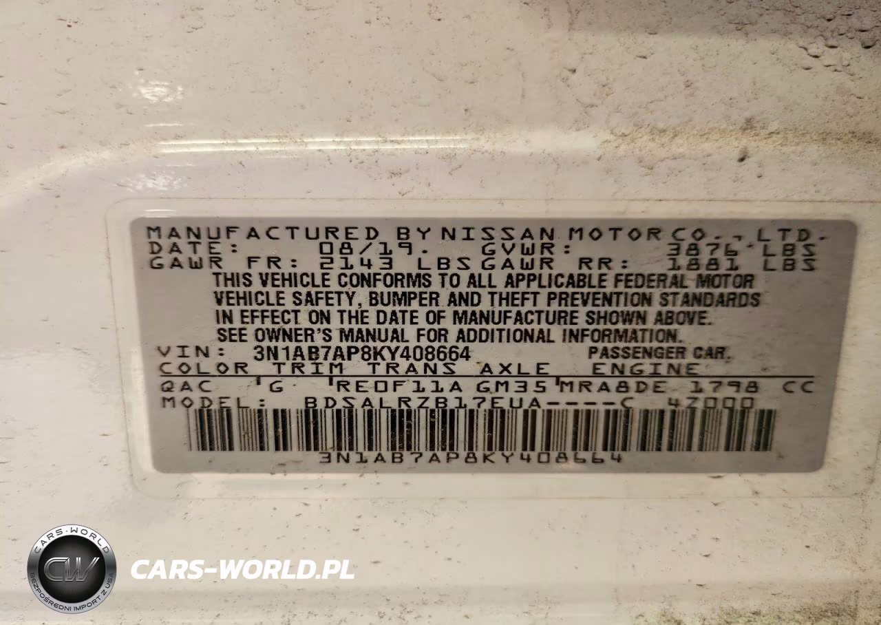 2019 Nissan Sentra Sr VIN:3N1AB7AP8KY408664 - 12