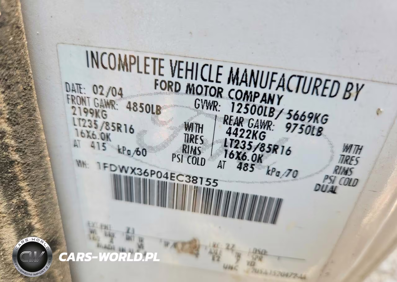 2004 Ford F350 Super Duty VIN:1FDWX36P04EC38155 - 12