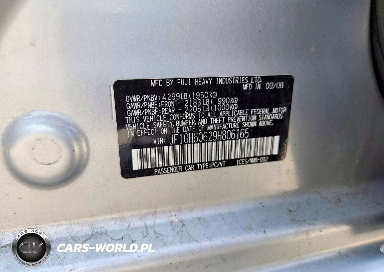 2009 Subaru Impreza 2.5I Premium VIN:JF1GH60629H806165 - 12