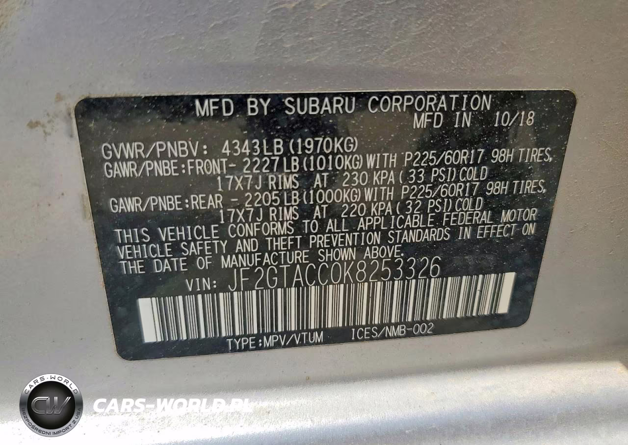 2019 Subaru Crosstrek Premium VIN:JF2GTACC0K8253326 - 13