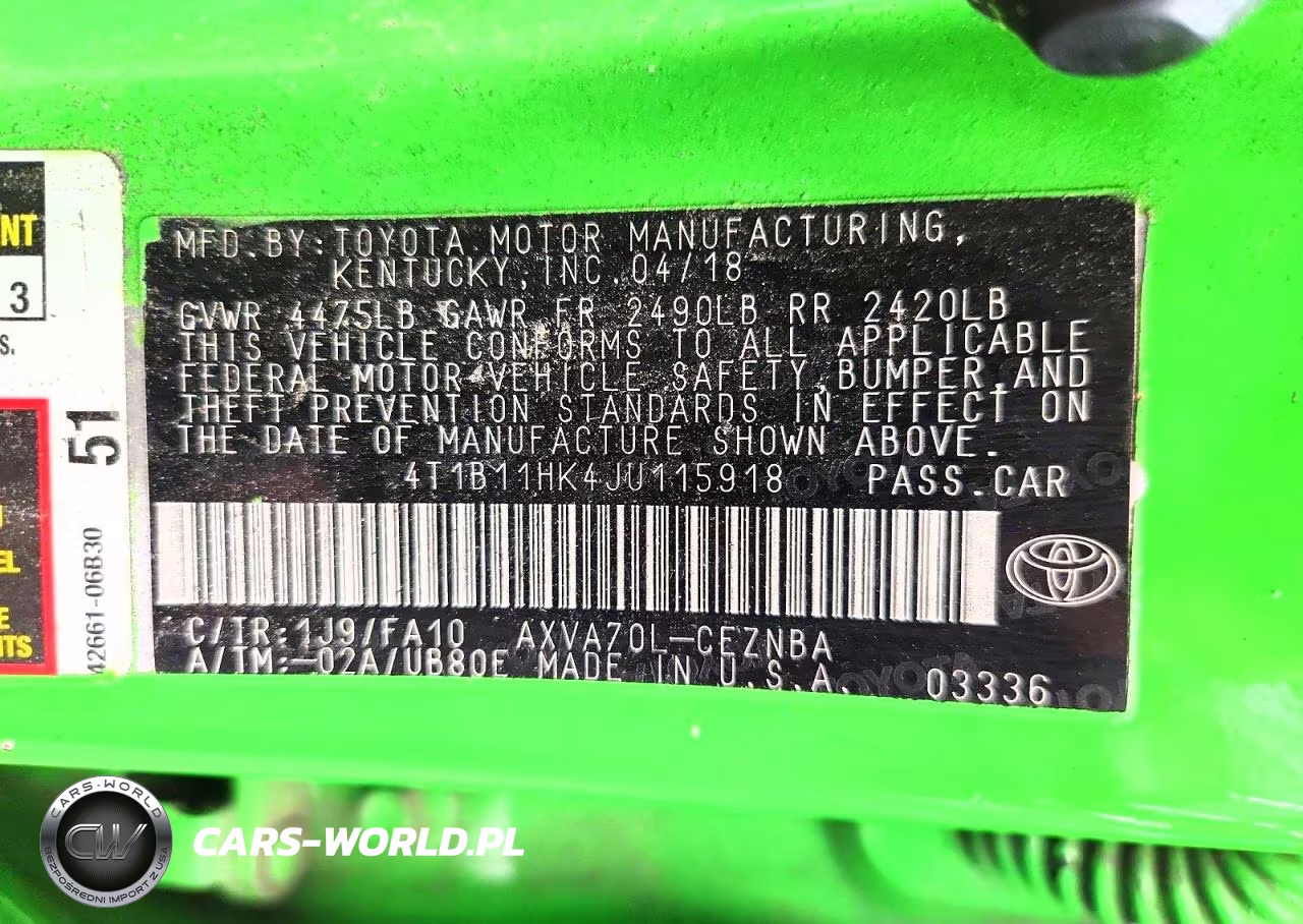 2018 Toyota Camry Le VIN:4T1B11HK4JU115918 - 12