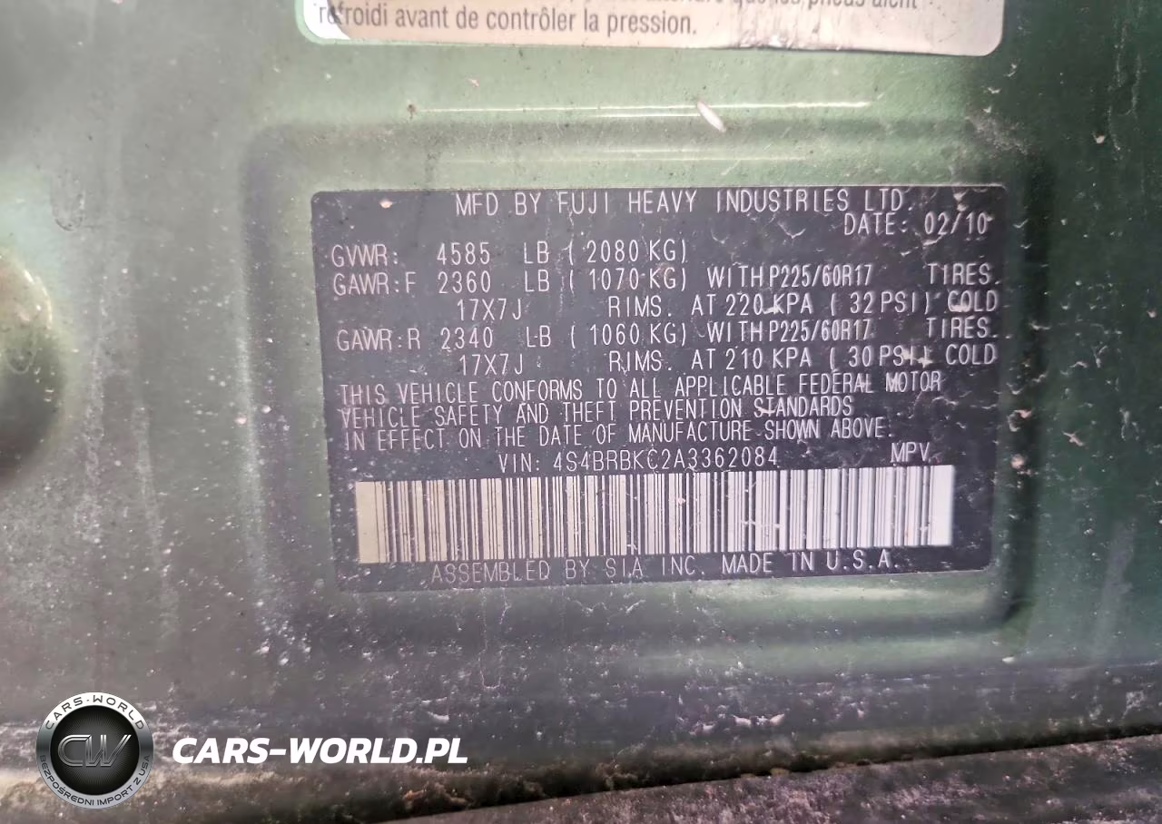 2010 Subaru Outback 2.5I Limited VIN:4S4BRBKC2A3362084 - 12