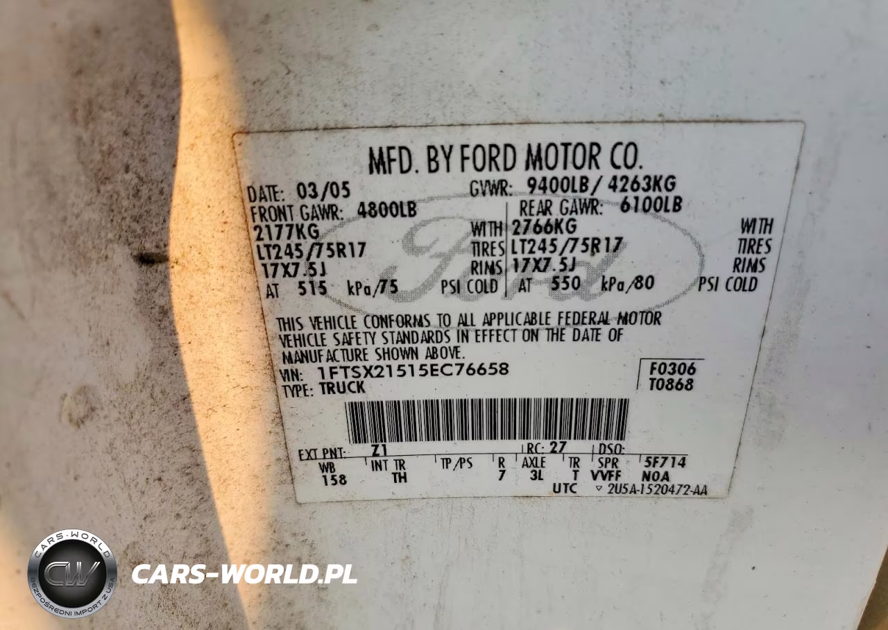 2005 Ford F250 Super Duty VIN:1FTSX21515EC76658 - 12