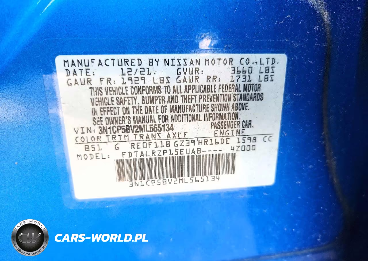 2021 Nissan Kicks S VIN:3N1CP5BV2ML565134 - 12