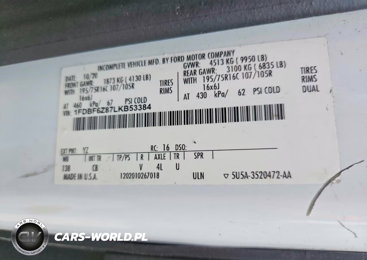 2020 Ford Transit T-350 Hd VIN:1FDBF6Z87LKB53384 - 13