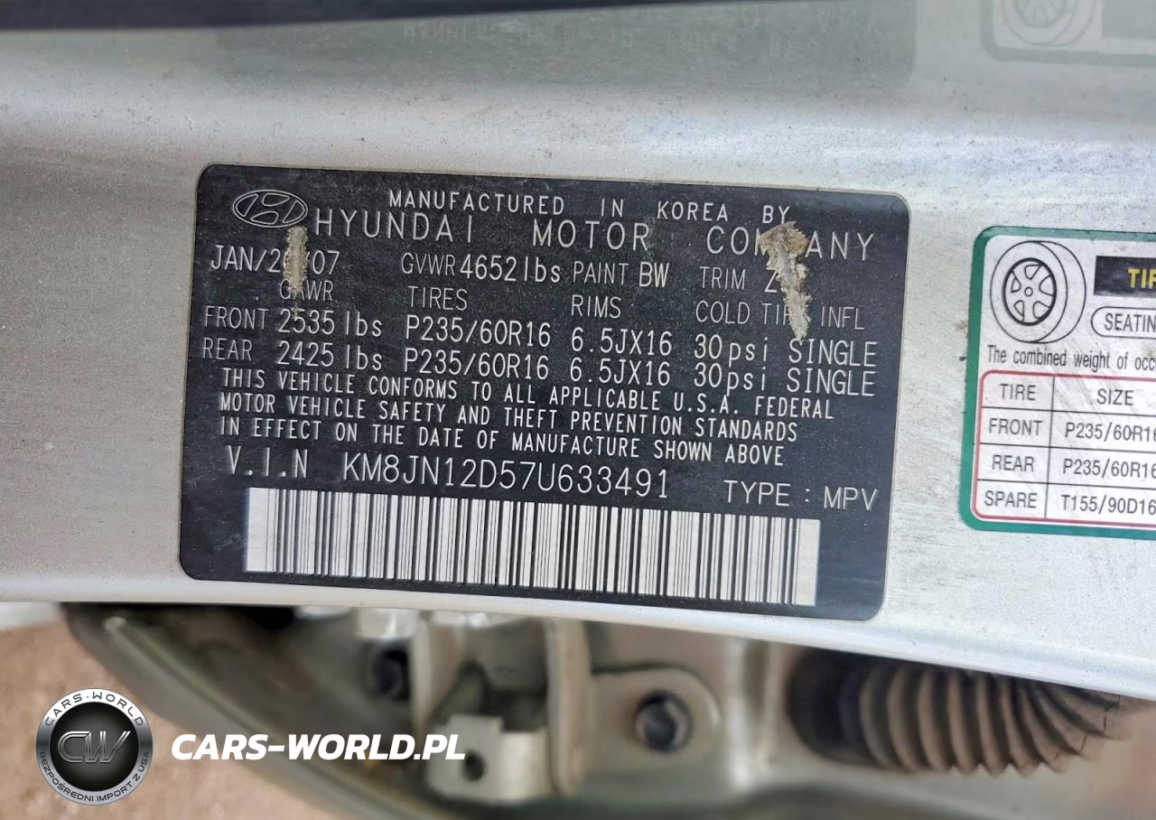 2007 Hyundai Tucson Se VIN:KM8JN12D57U633491 - 14