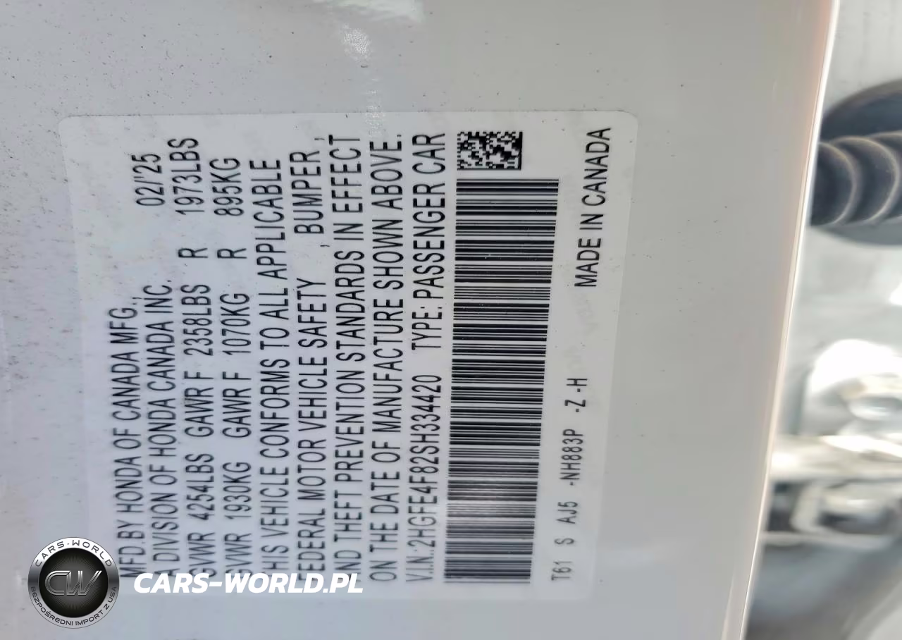 2025 Honda Civic Sport VIN:2HGFE4F82SH334420 - 12