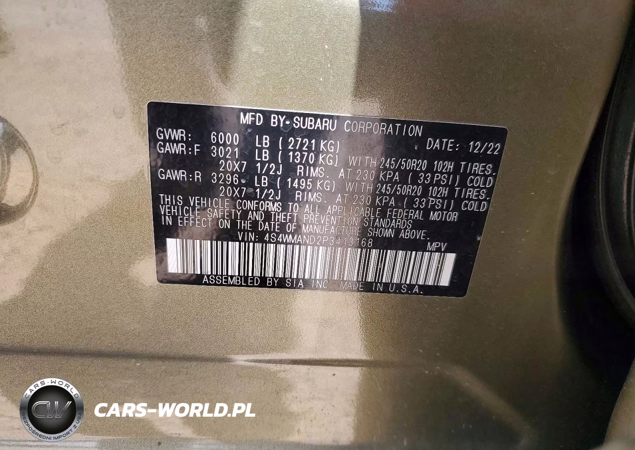 2023 Subaru Ascent Limited VIN:4S4WMAND2P3413168 - 12