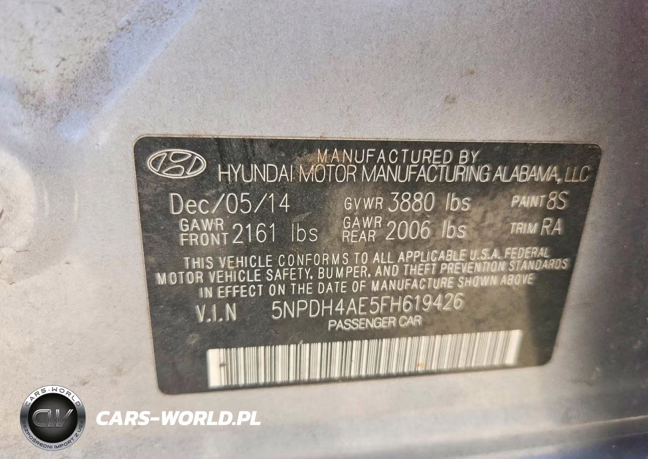 2015 Hyundai Elantra Limited VIN:5NPDH4AE5FH619426 - 12