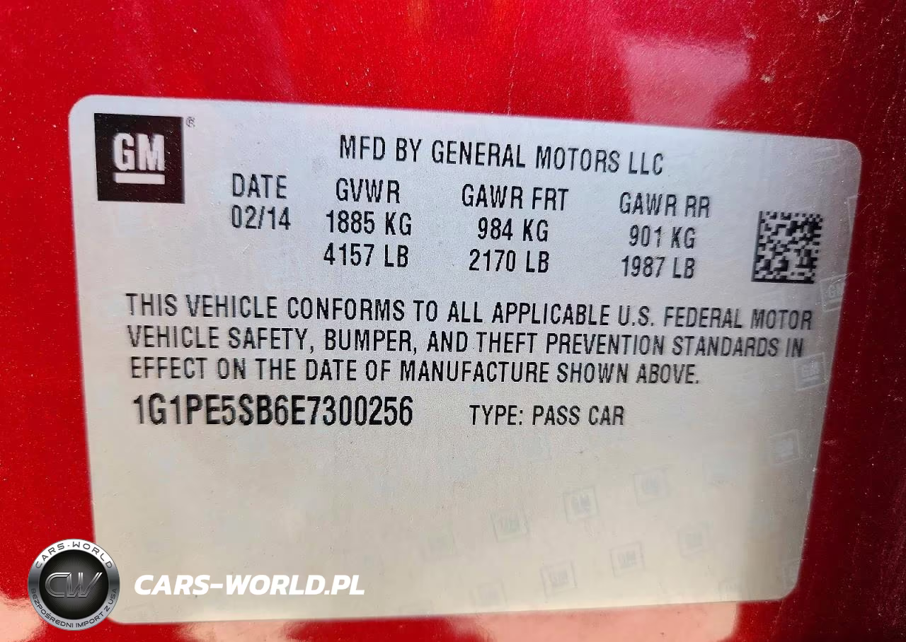 2014 Chevrolet Cruze Lt VIN:1G1PE5SB6E7300256 - 12