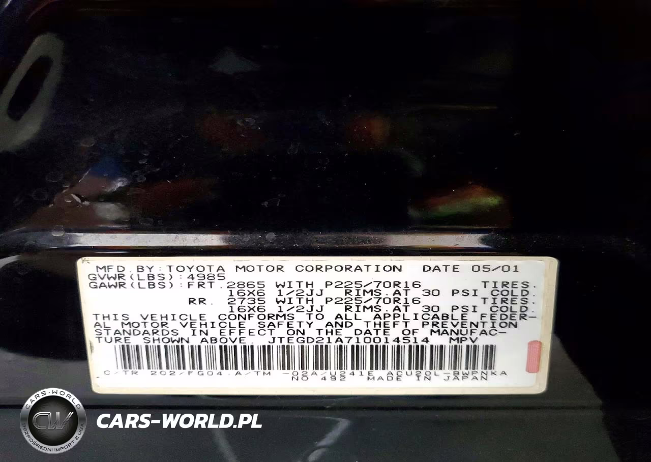 2001 Toyota Highlander Base VIN:JTEGD21A710014514 - 14