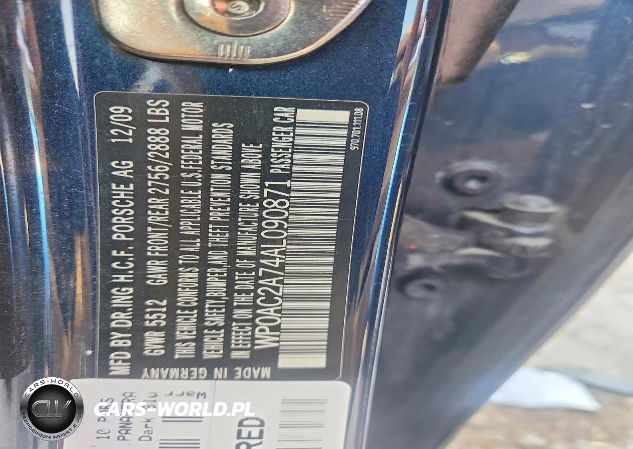 2010 Porsche Panamera VIN:WP0AC2A74AL090871 - 13