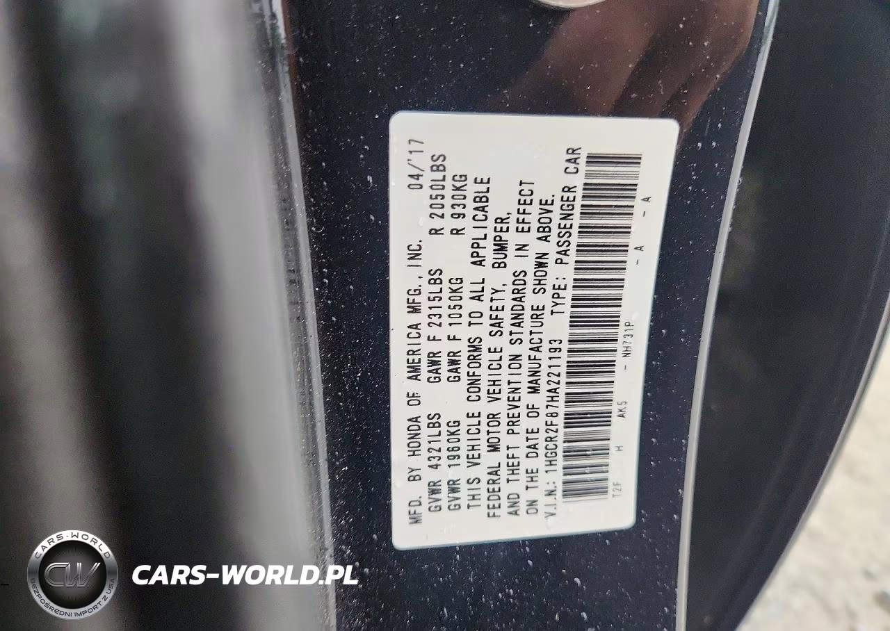 2017 Honda Accord Exl VIN:1HGCR2F87HA221193 - 12