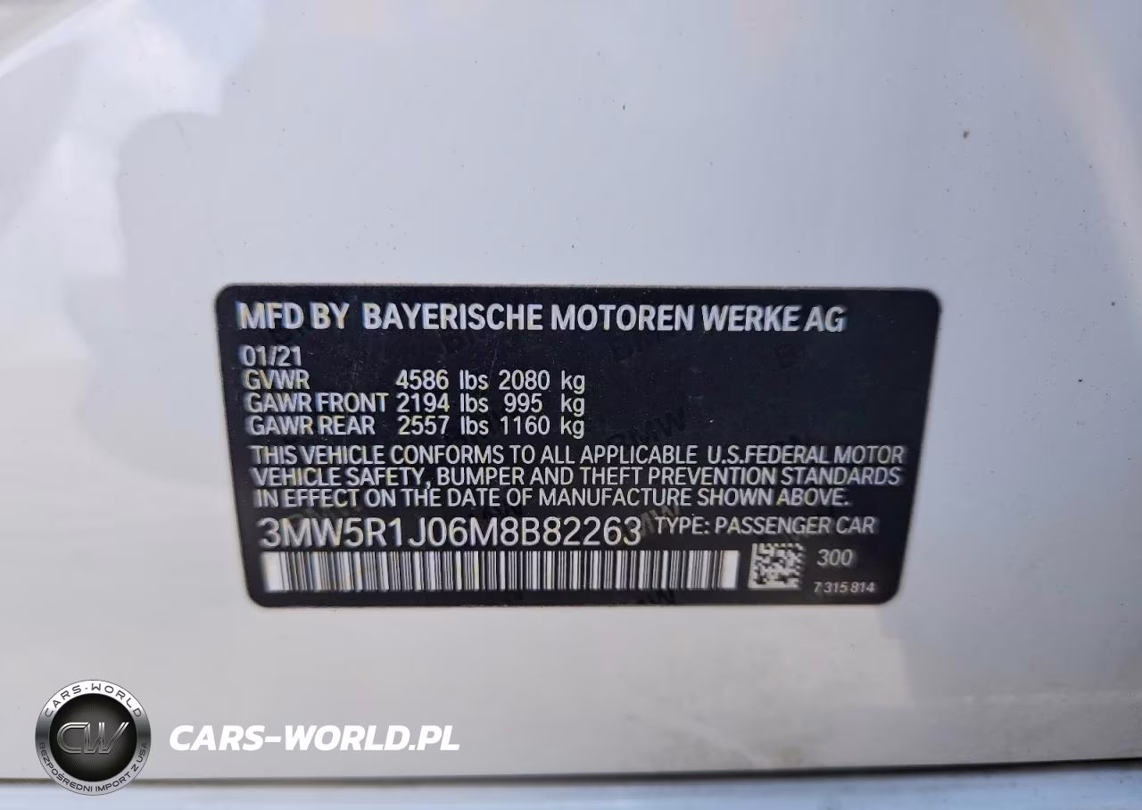 2021 BMW 330I VIN:3MW5R1J06M8B82263 - 12