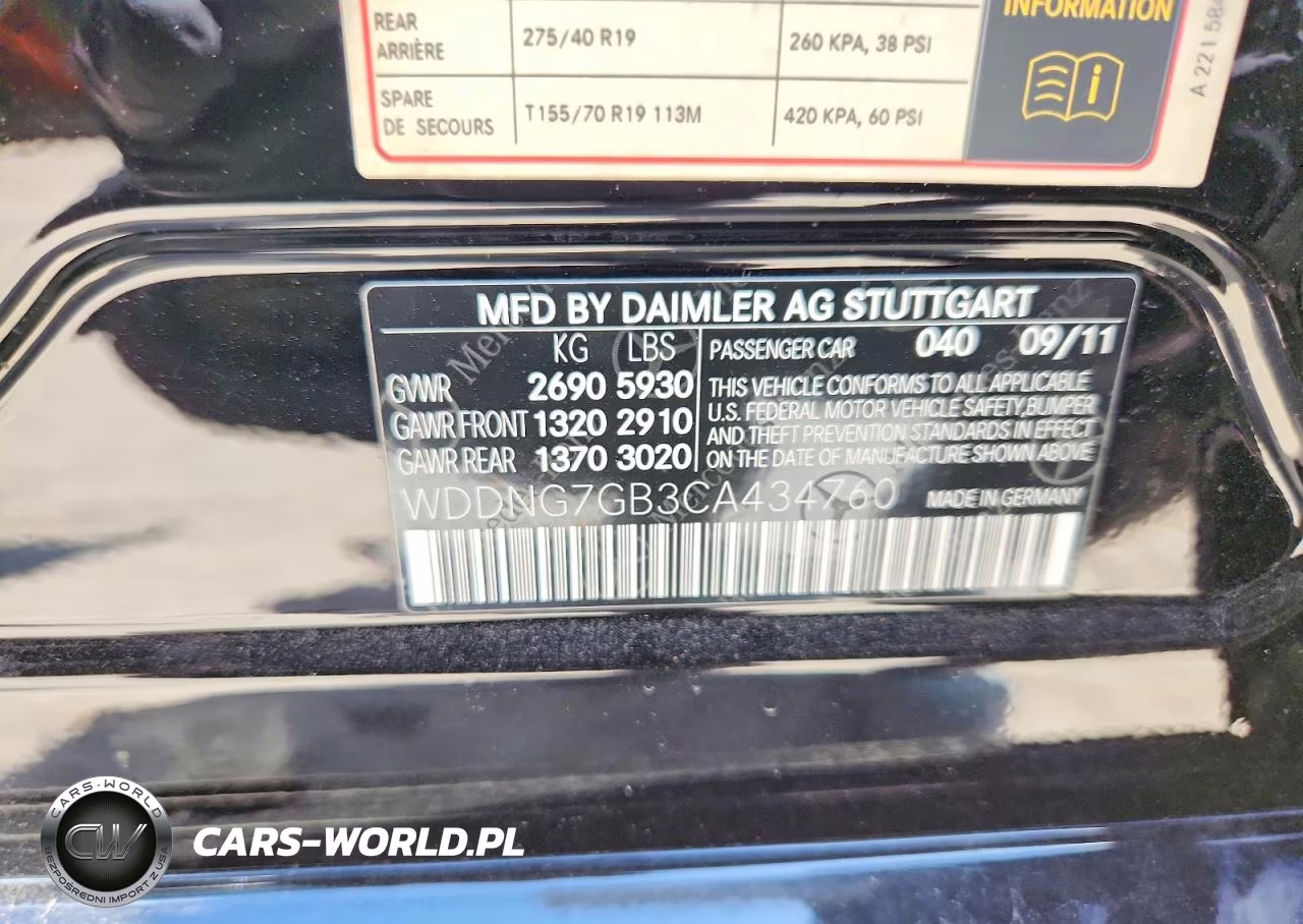 2012 Mercedes-Benz S S600 VIN:WDDNG7GB3CA434760 - 12