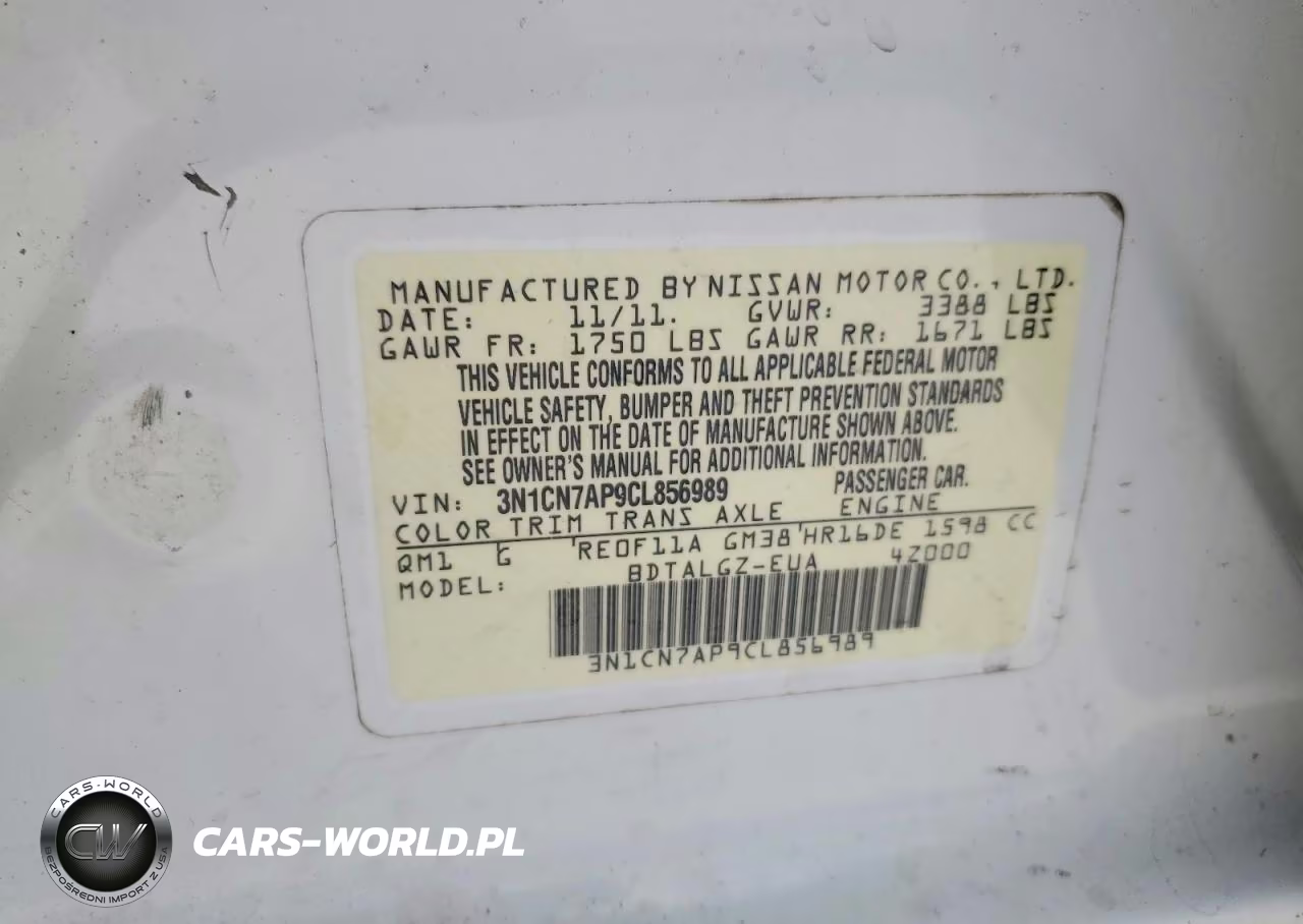 2012 Nissan Versa 1.6 Sl VIN:3N1CN7AP9CL856989 - 13