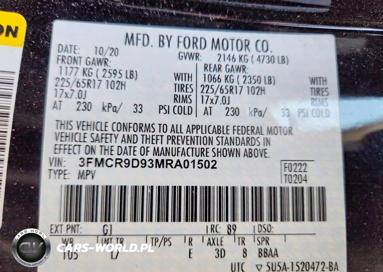 2021 Ford Bronco Sport Badlands VIN:3FMCR9D93MRA01502 - 13