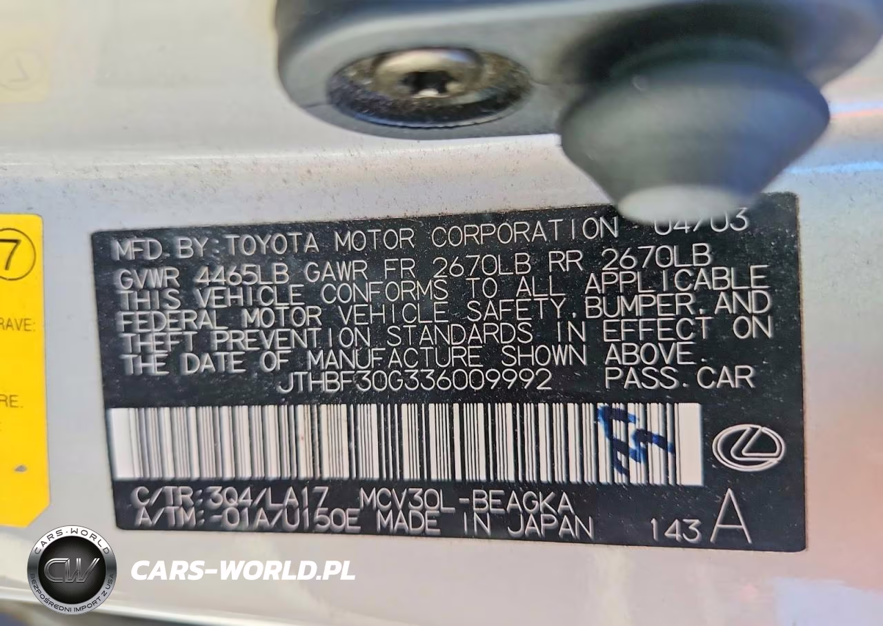 2003 Lexus Es 300 VIN:JTHBF30G336009992 - 12