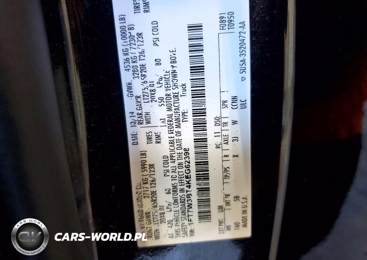 2019 Ford F350 Super Duty VIN:1FT7W3BT4KEG62398 - 13