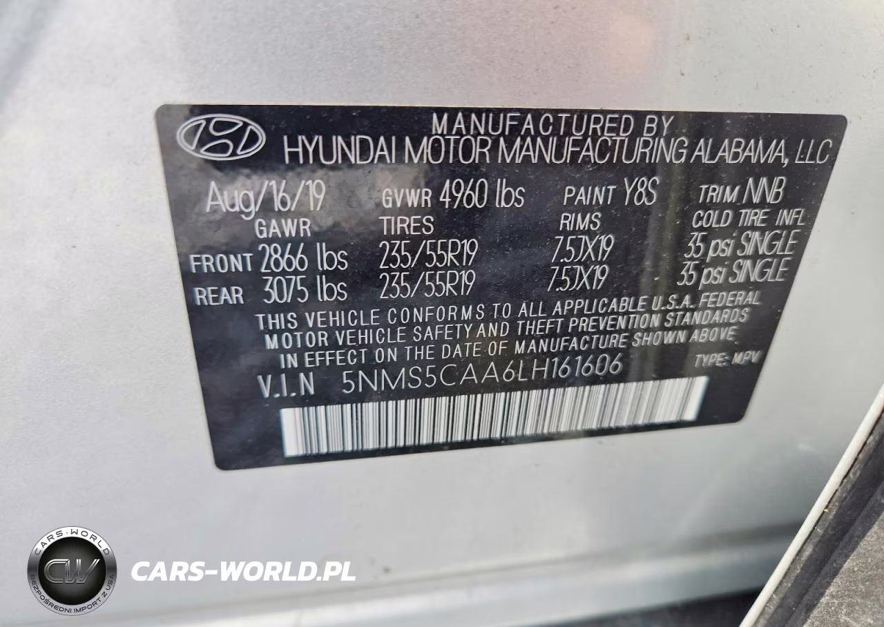 2020 Hyundai Santa Fe Limited 2.0T VIN:5NMS5CAA6LH161606 - 12