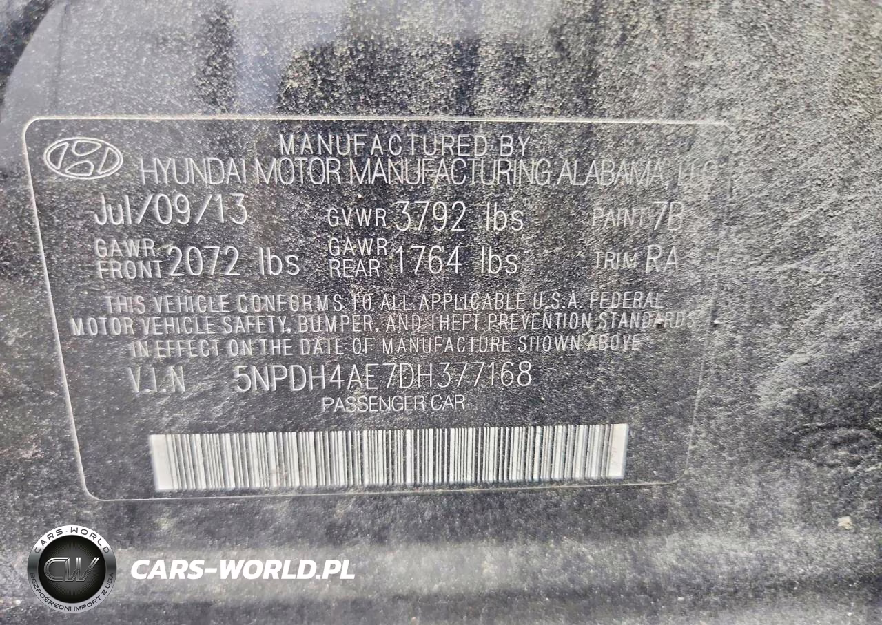 2013 Hyundai Elantra Gls VIN:5NPDH4AE7DH377168 - 13