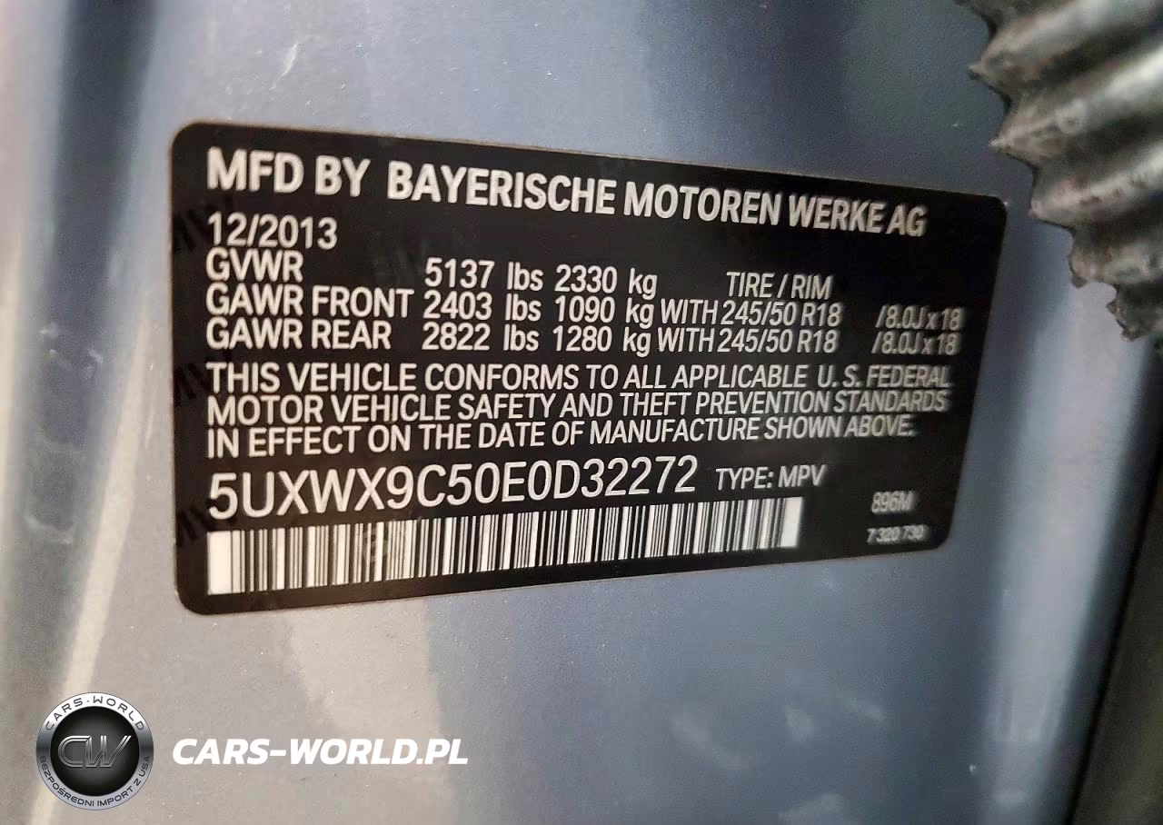 2014 BMW X3 xDrive28I VIN:5UXWX9C50E0D32272 - 13