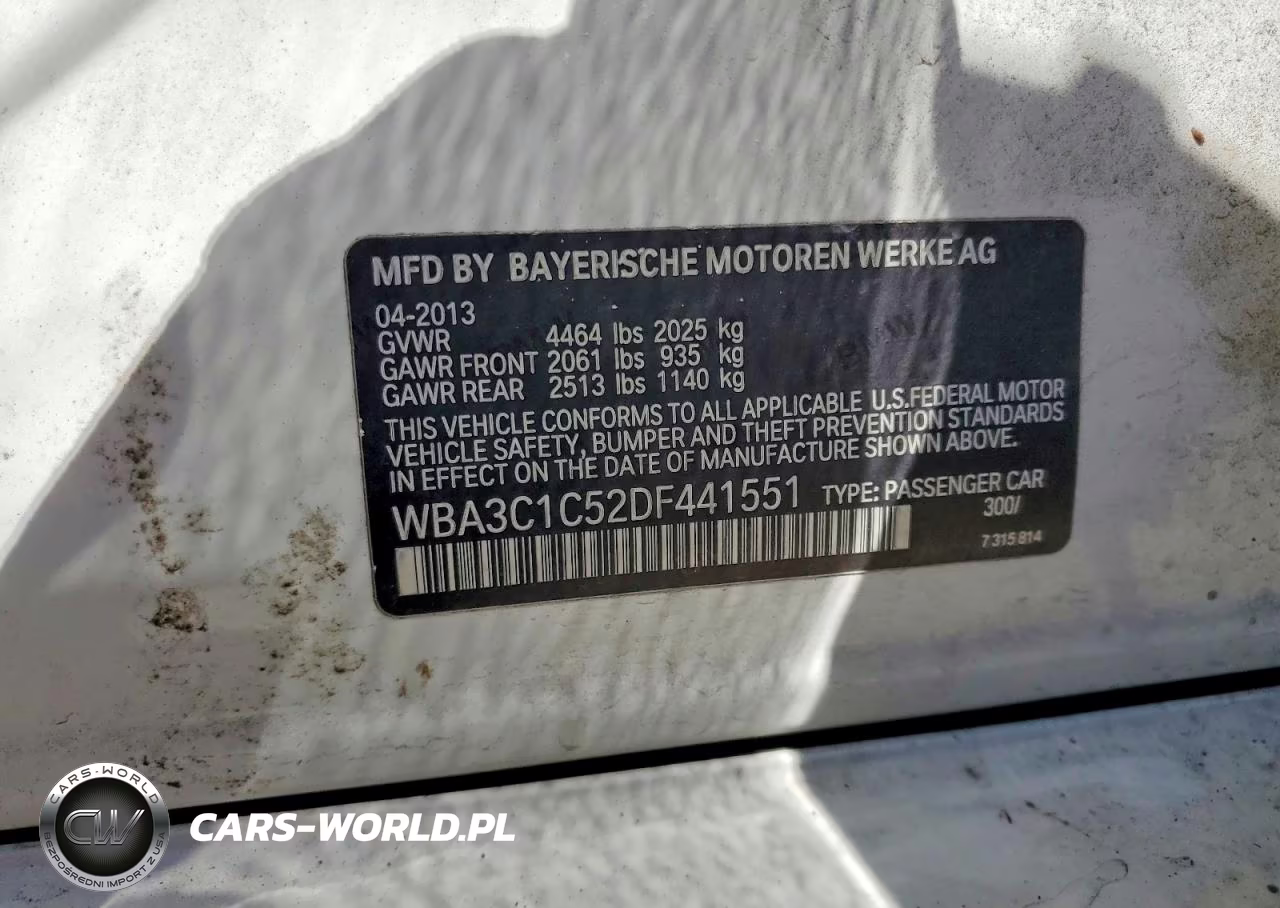2013 BMW 328 I Sulev VIN:WBA3C1C52DF441551 - 13
