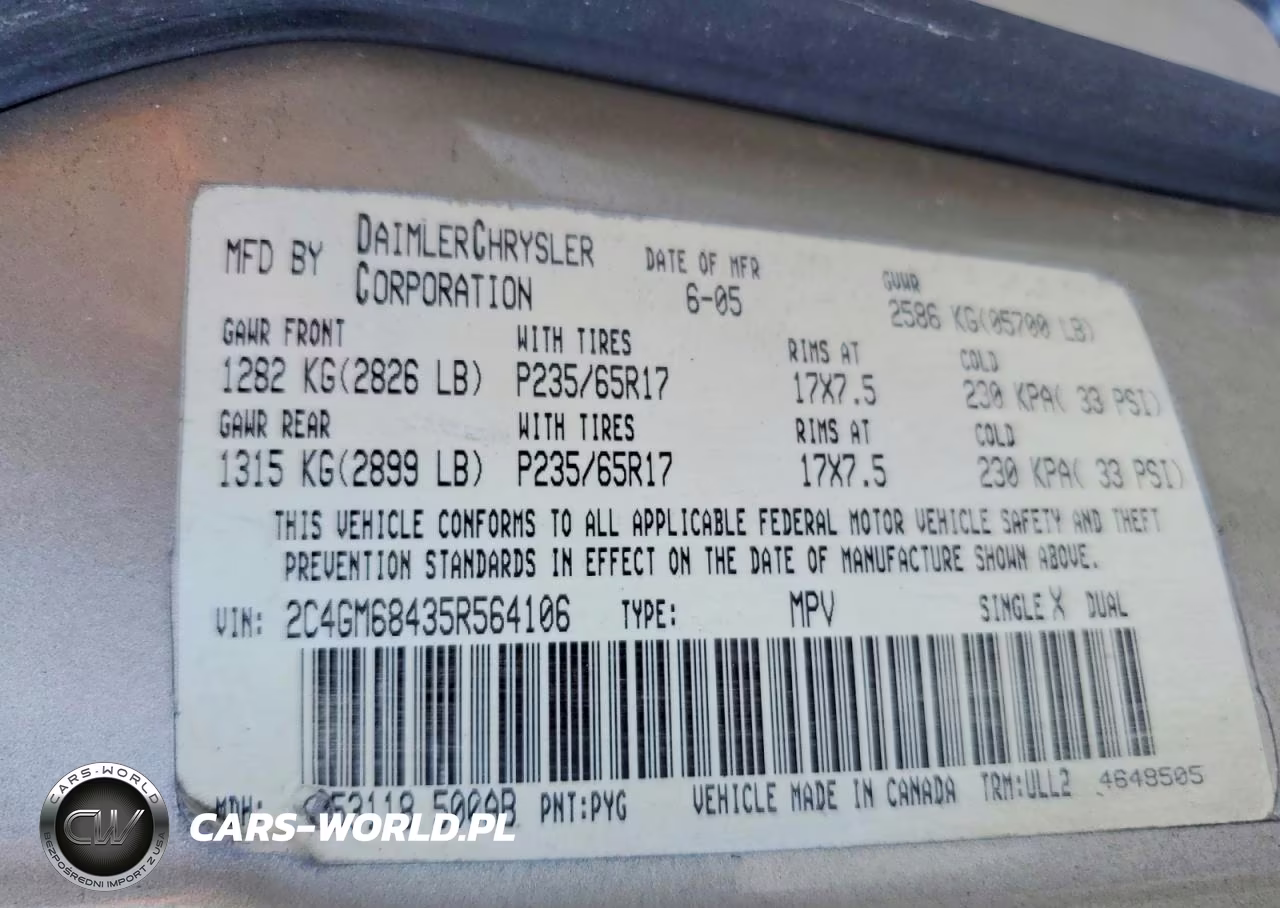 2005 Chrysler Pacifica Touring VIN:2C4GM68435R564106 - 13