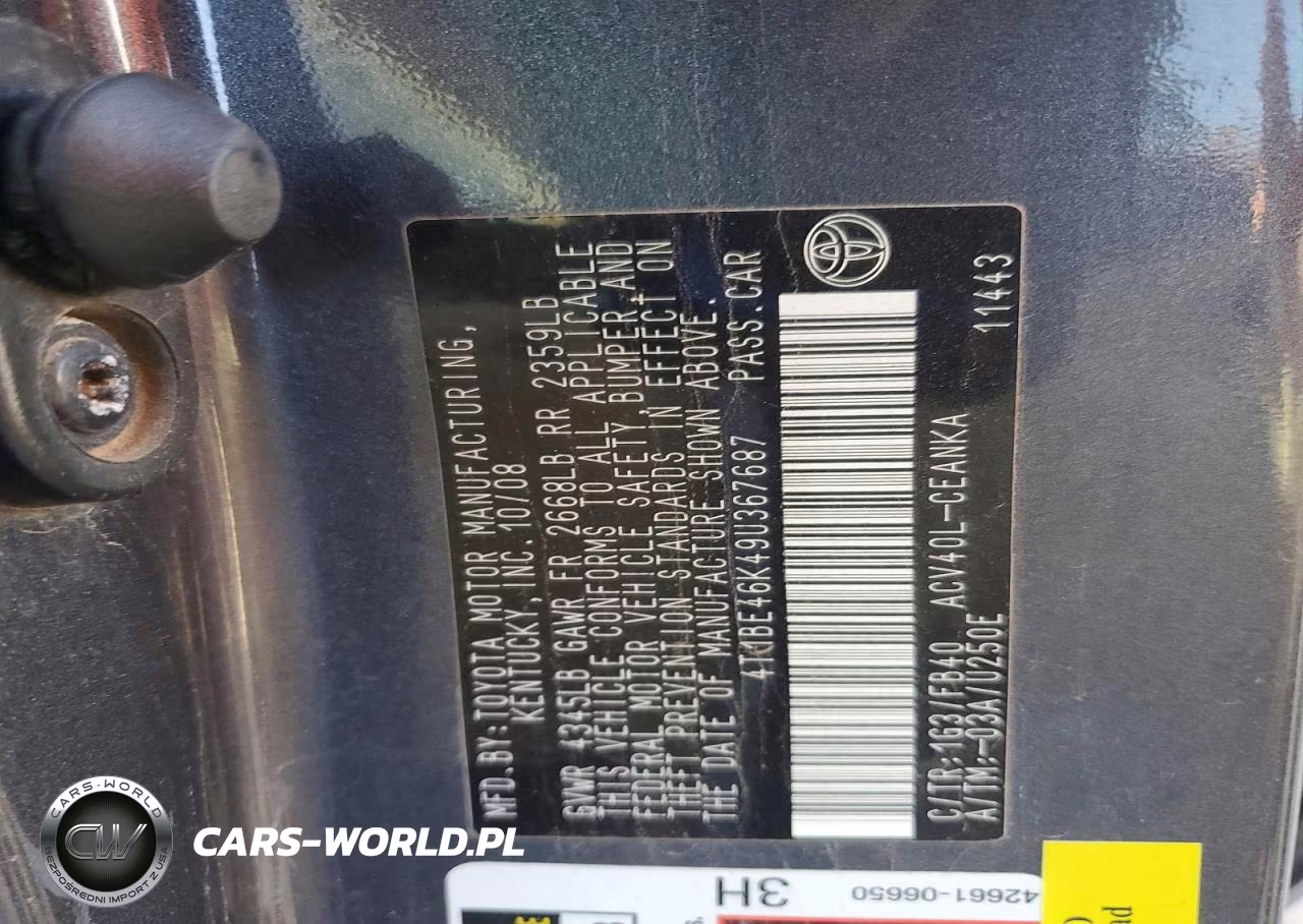 2009 Toyota Camry Le VIN:4T1BE46K49U367687 - 12