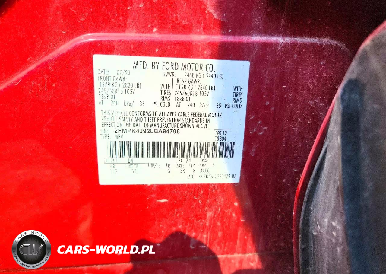 2020 Ford Edge Sel VIN:2FMPK4J92LBA94796 - 12