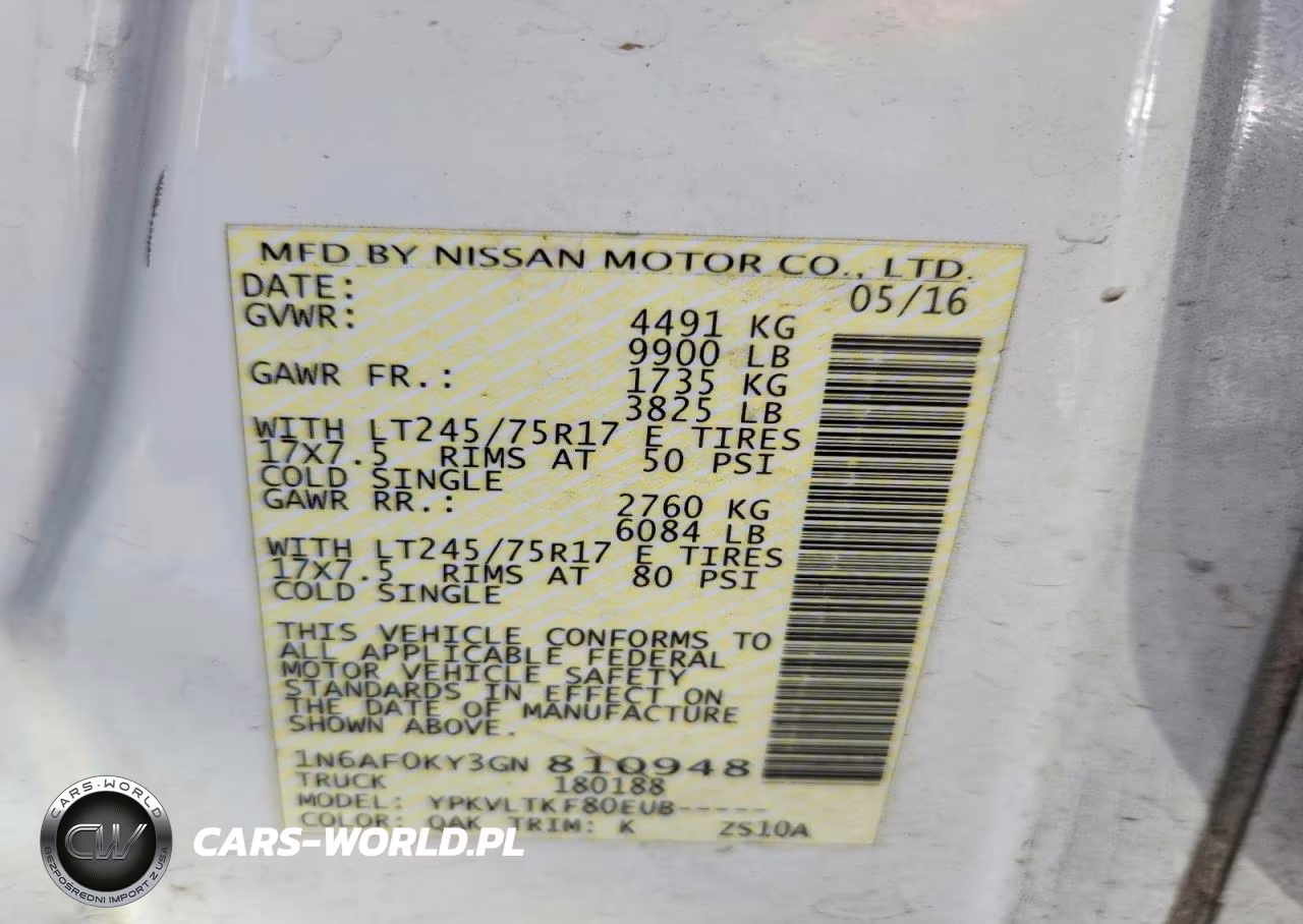 2016 Nissan Nv 3500 Hd Sv VIN:1N6AF0KY3GN810948 - 12