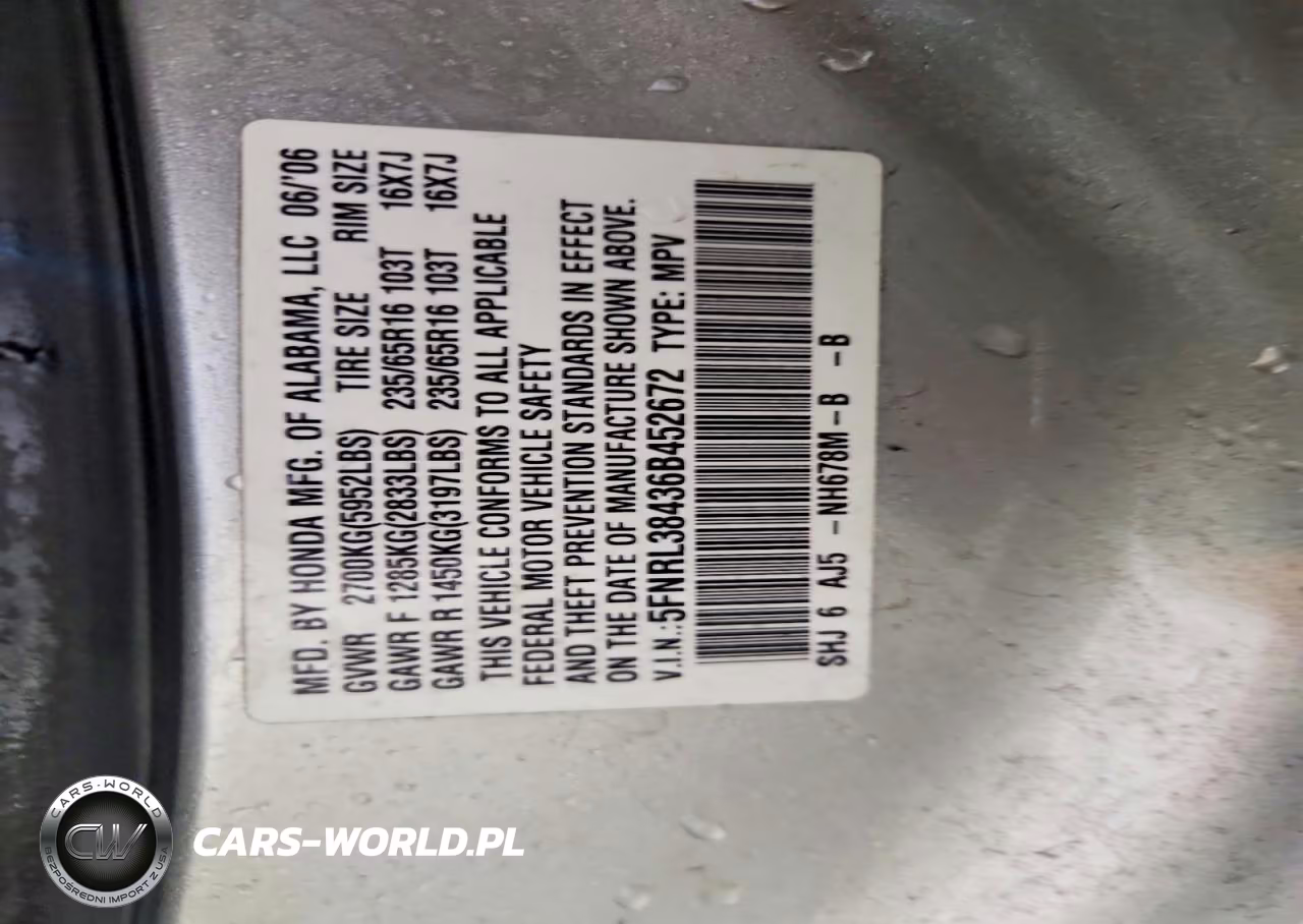 2006 Honda Odyssey Ex VIN:5FNRL38436B452672 - 13