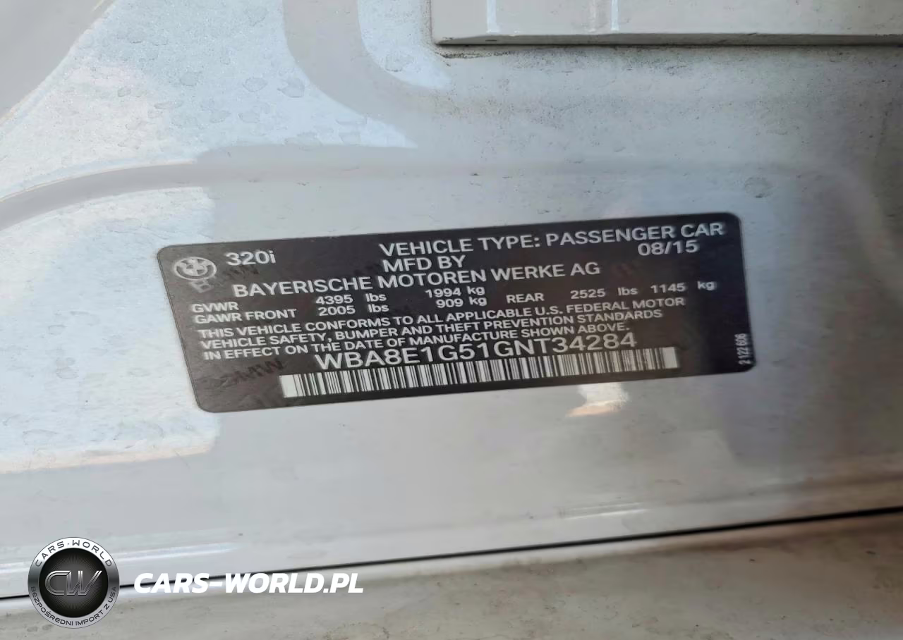 2016 BMW 320 I VIN:WBA8E1G51GNT34284 - 12