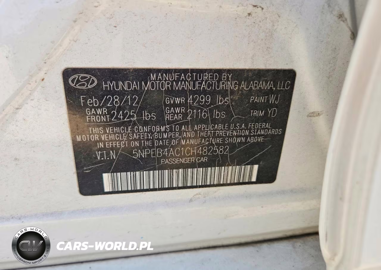 2012 Hyundai Sonata Gls VIN:5NPEB4AC1CH482582 - 12
