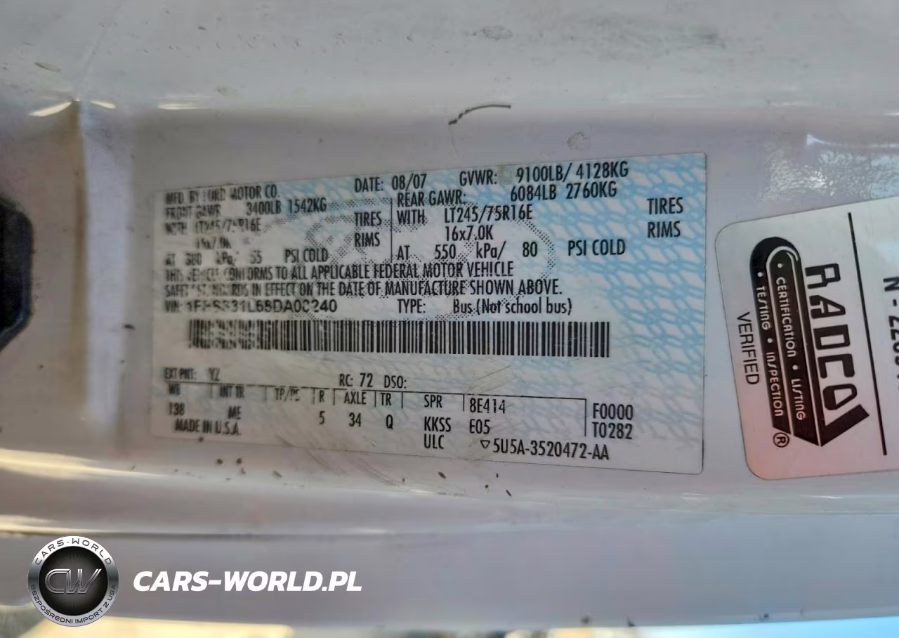 2008 Ford Econoline E350 Super Duty Wagon VIN:1FBSS31L68DA08240 - 12