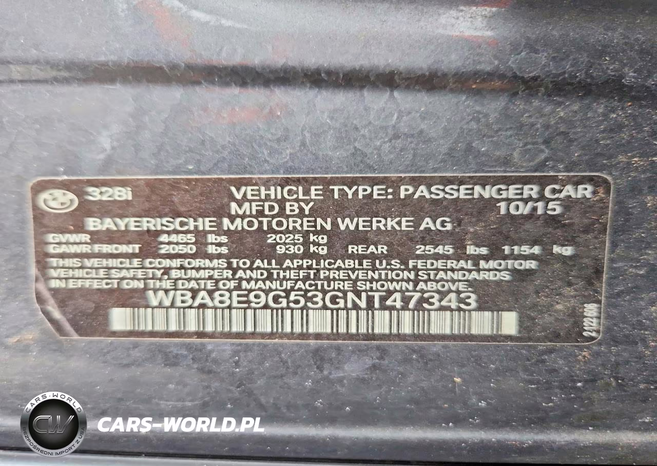 2016 BMW 328 I Sulev VIN:WBA8E9G53GNT47343 - 12
