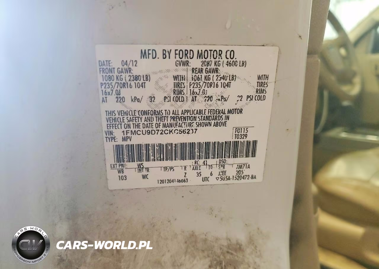 2012 Ford Escape Xlt VIN:1FMCU9D72CKC56237 - 13
