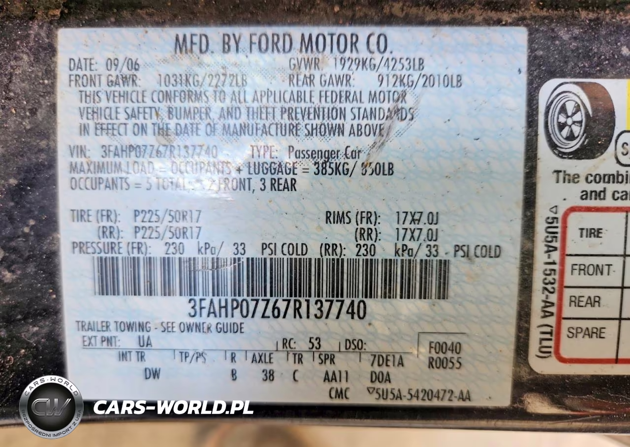 2007 Ford Fusion Se VIN:3FAHP07Z67R137740 - 12