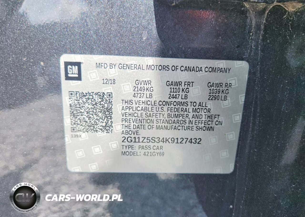 2019 Chevrolet Impala Lt VIN:2G11Z5S34K9127432 - 12
