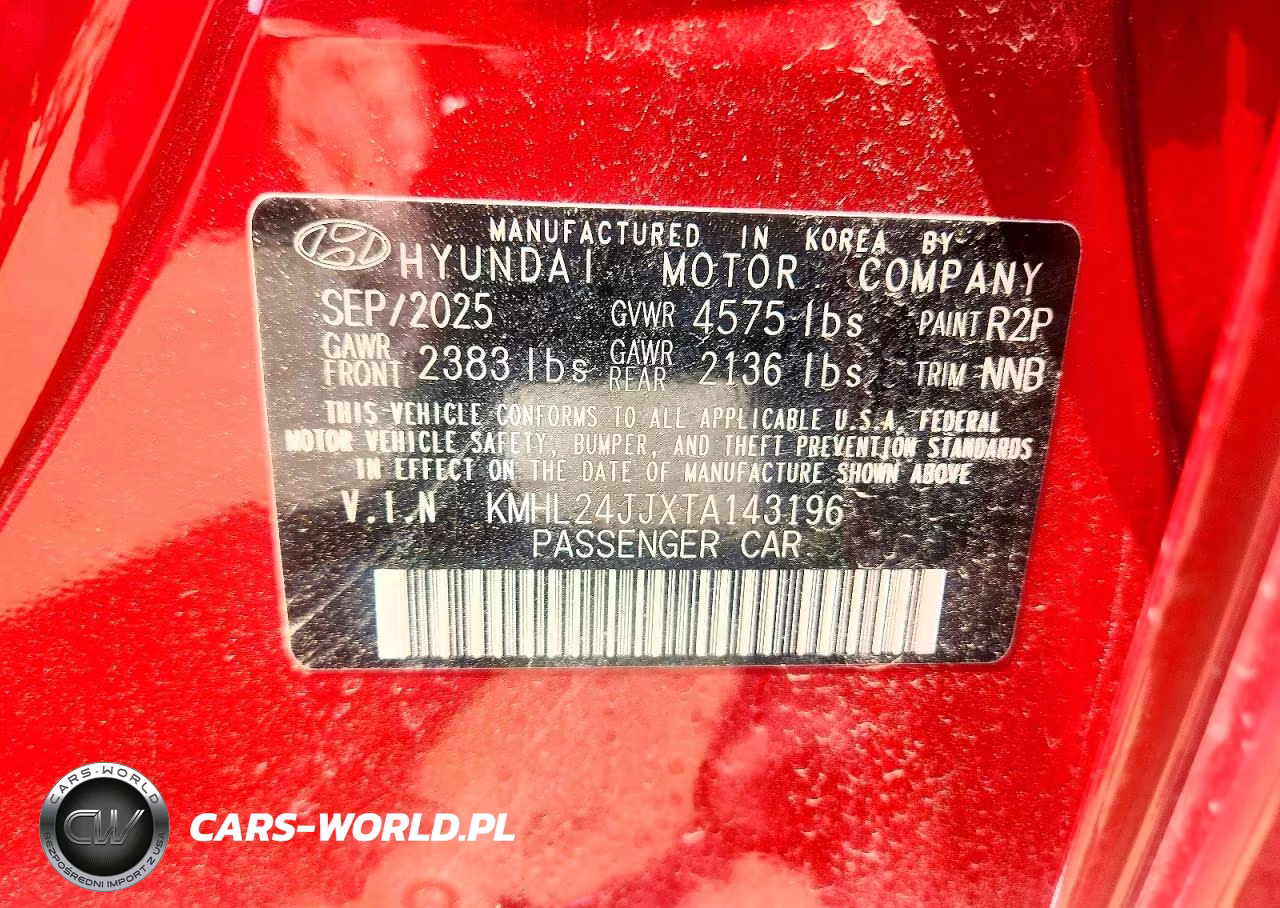 2026 Hyundai Sonata Hybrid Blue VIN:KMHL24JJXTA143196 - 13