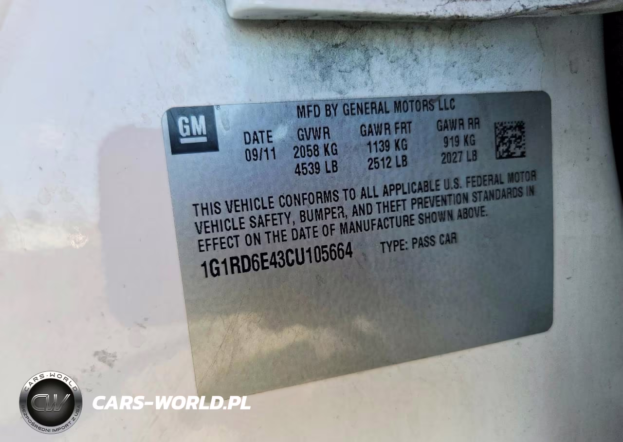 2012 Chevrolet Volt VIN:1G1RD6E43CU105664 - 12