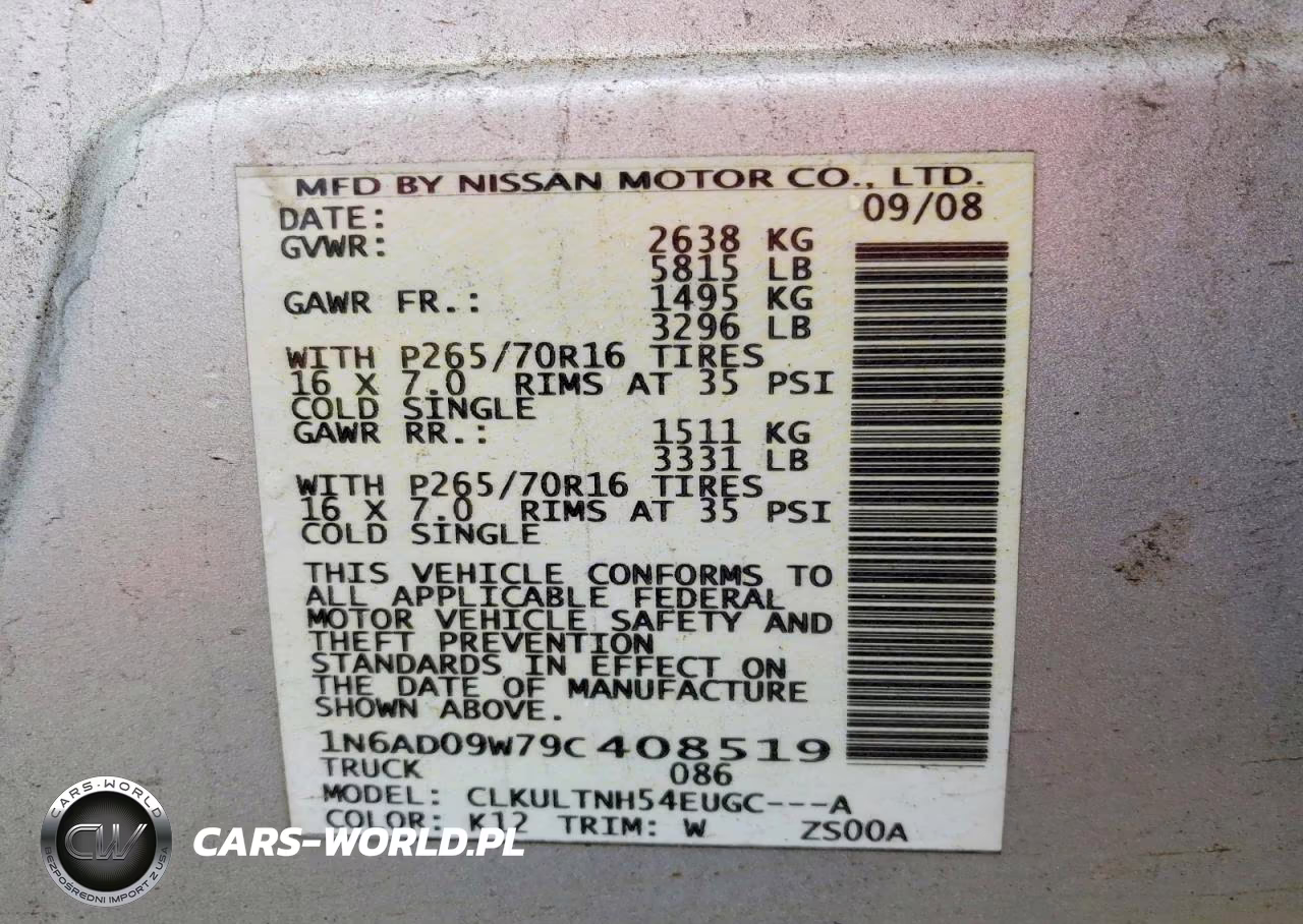 2009 Nissan Frontier Se V6 VIN:1N6AD09W79C408519 - 12