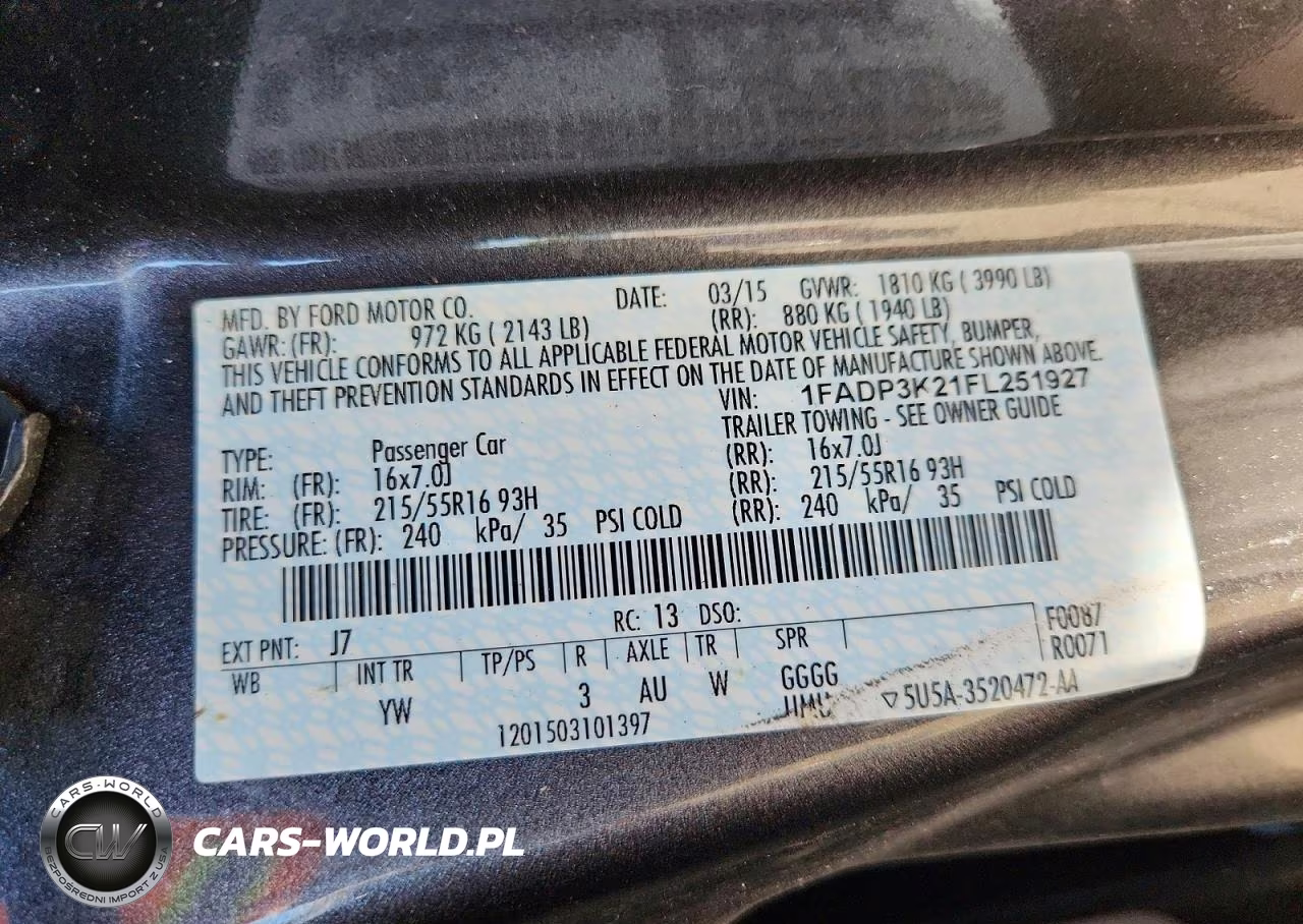 2015 Ford Focus Se VIN:1FADP3K21FL251927 - 13