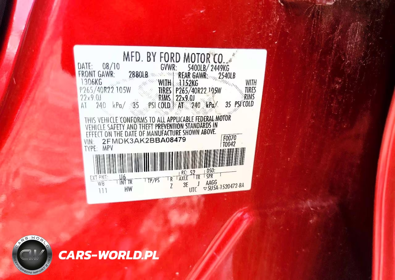 2011 Ford Edge Sport VIN:2FMDK3AK2BBA08479 - 12