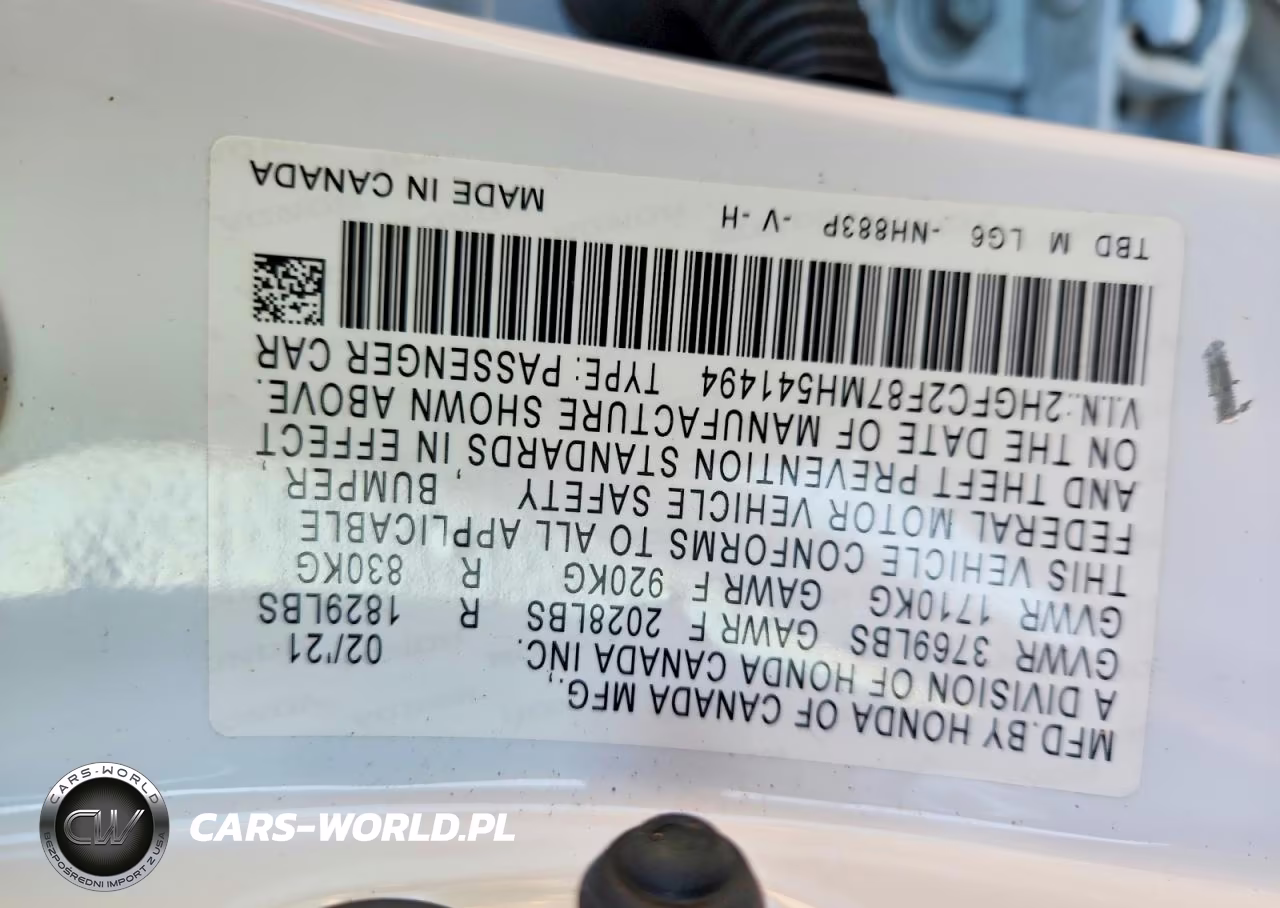 2021 Honda Civic Sport VIN:2HGFC2F87MH541494 - 13
