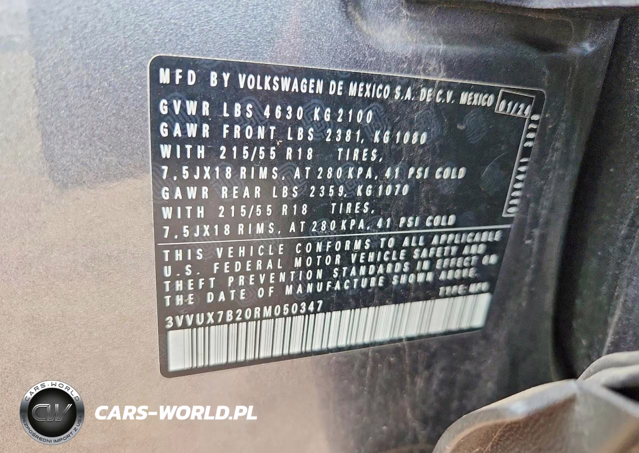 2024 Volkswagen Taos Se VIN:3VVUX7B20RM050347 - 12