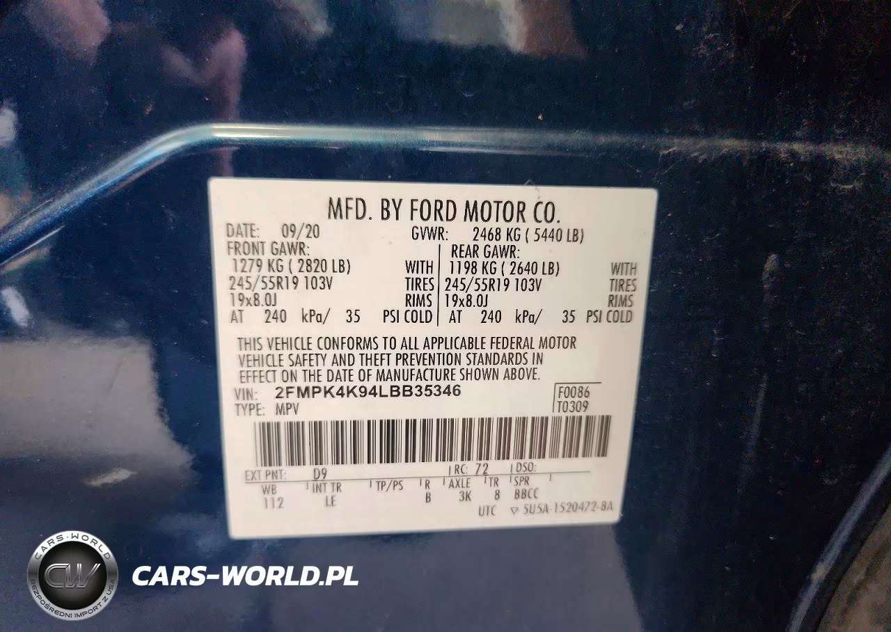 2020 Ford Edge Titanium VIN:2FMPK4K94LBB35346 - 12