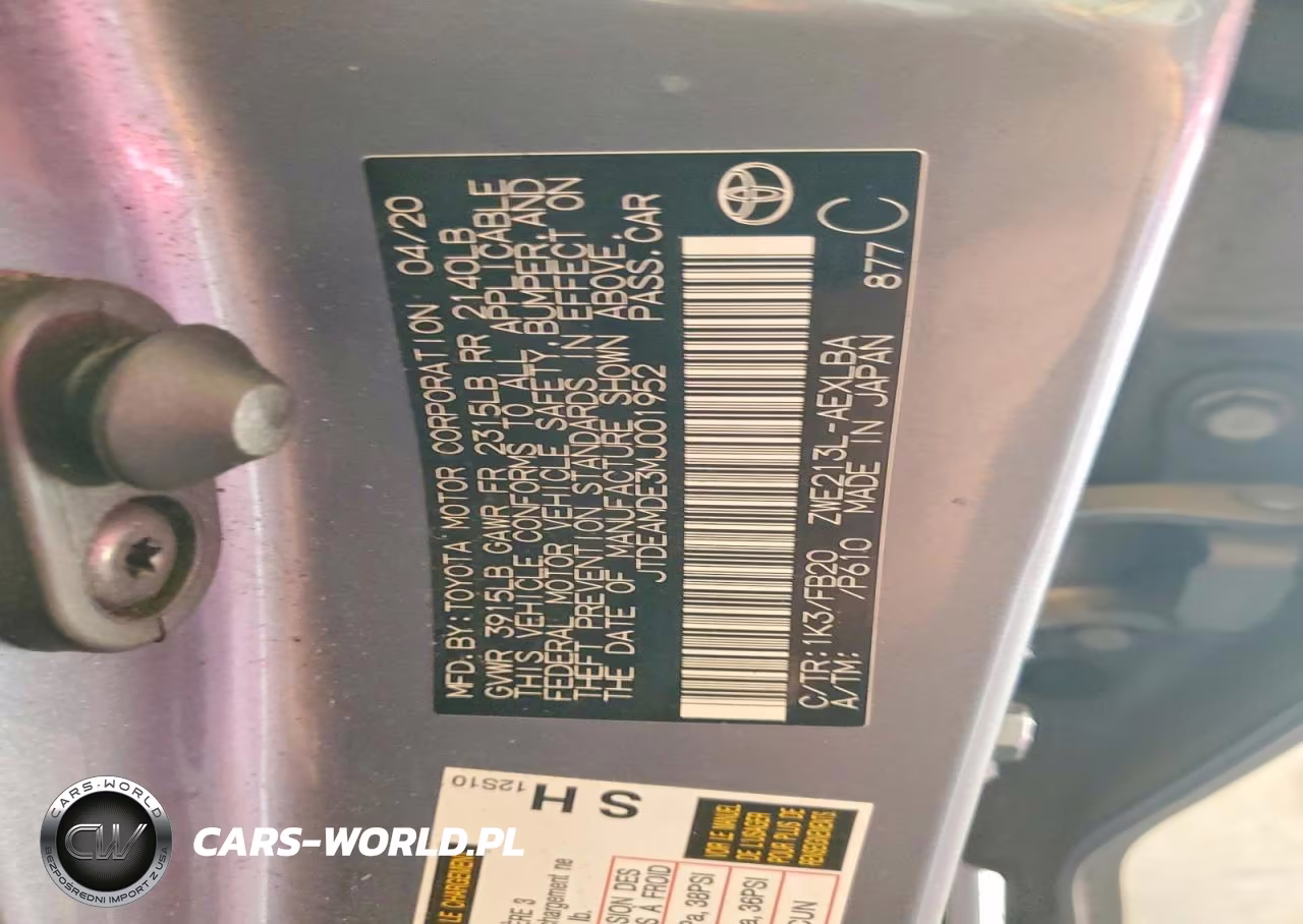 2021 Toyota Corolla Le VIN:JTDEAMDE3MJ001952 - 12