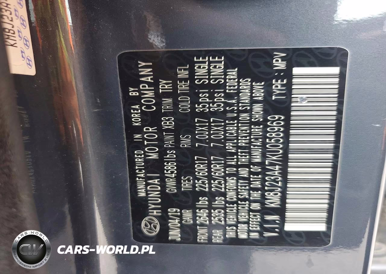 2019 Hyundai Tucson Se VIN:KM8J23A47KU058969 - 13